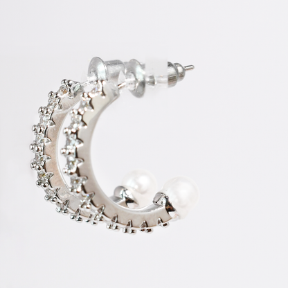 Pearl Crush Hoop Silver