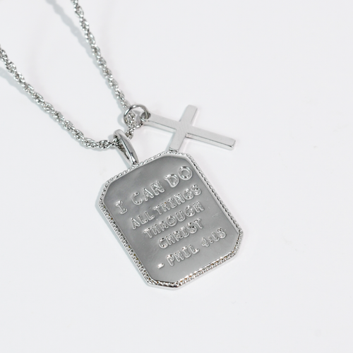 Philippians 4:13 Silver Necklace