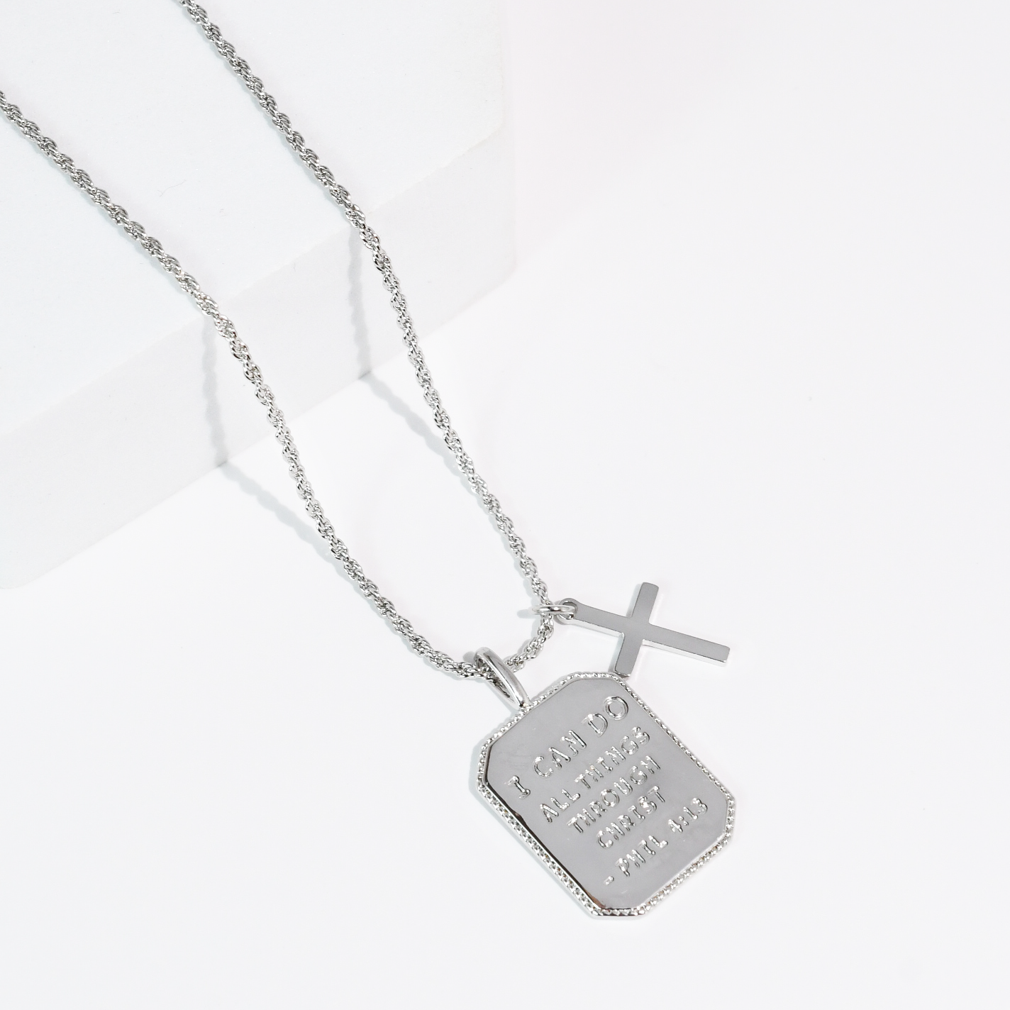 Philippians 4:13 Silver Necklace