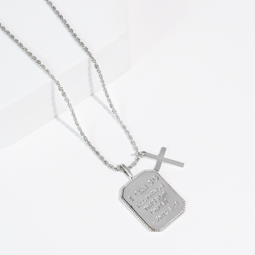 Philippians 4:13 Silver Necklace