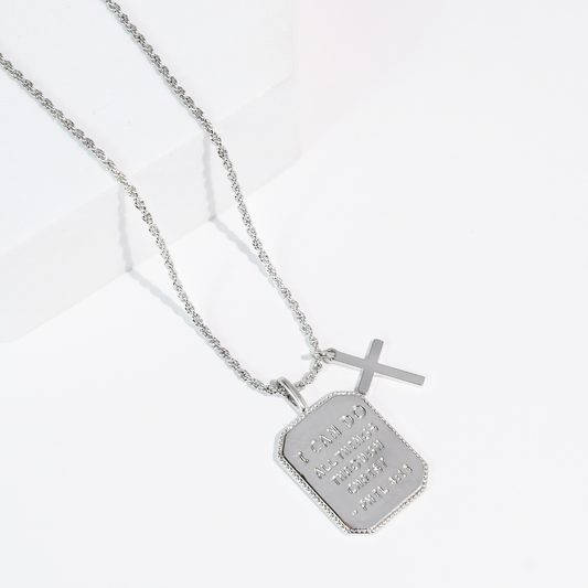Philippians 4:13 Silver Necklace
