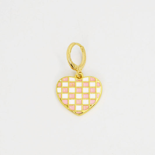 Pink Checkered Heart CH-176