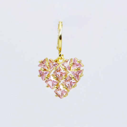 Pink Gem Heart Charm CH-349
