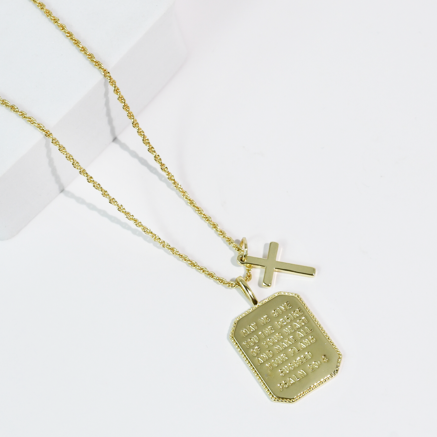 Psalm 20:4 Gold Necklace