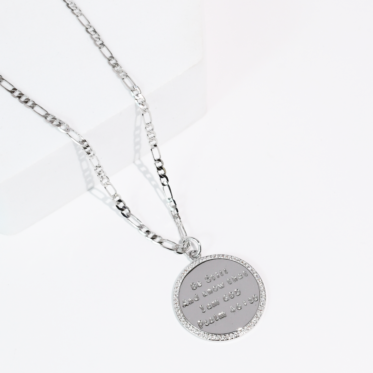 Psalm 46:10 Silver Necklace