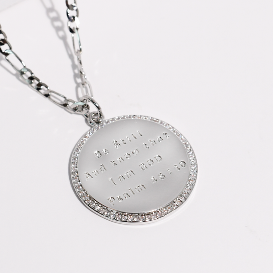 Psalm 46:10 Silver Necklace