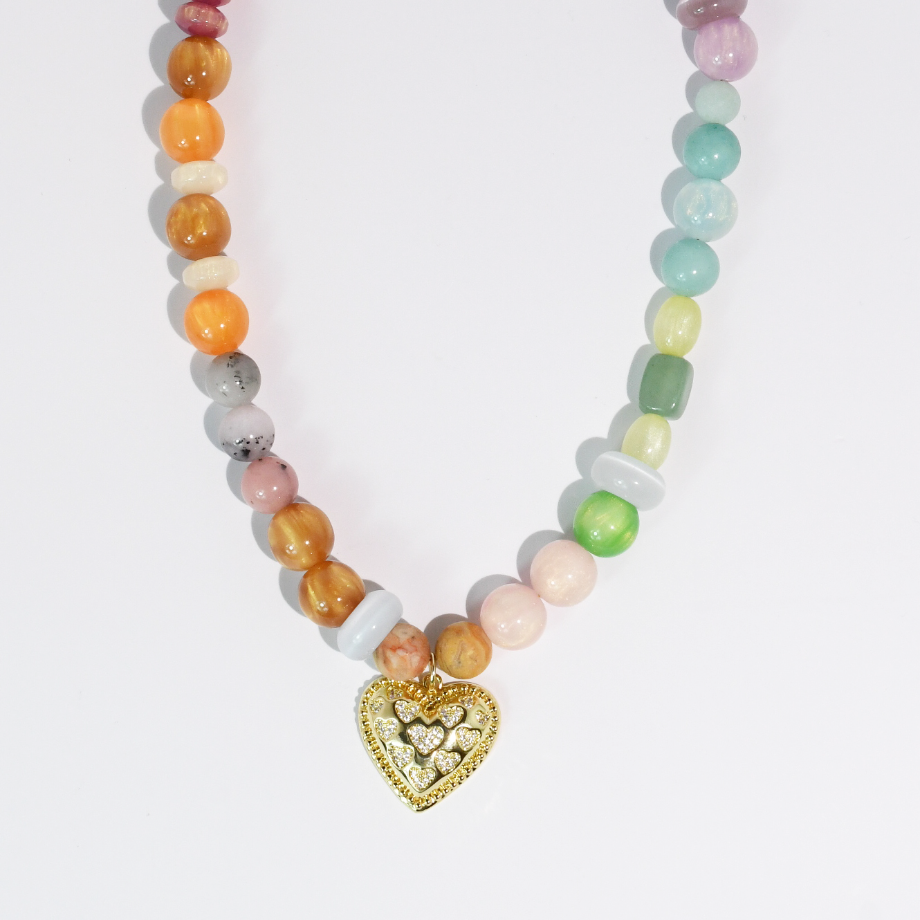 Rainbow Gem Heart Necklace
