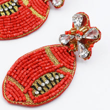 Load image into Gallery viewer, Red Football Beaded Earring S29
