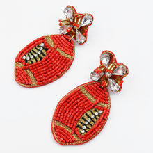 Load image into Gallery viewer, Red Football Beaded Earring S29
