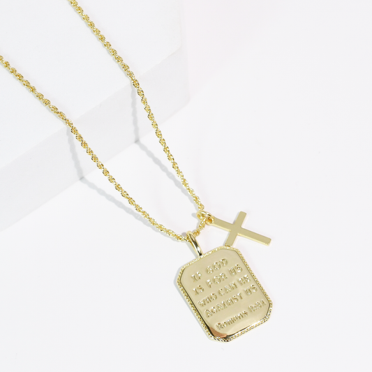 Romans 8:31 Gold Necklace
