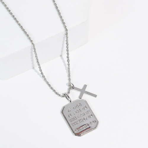 Romans 8:31 Silver Necklace
