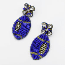 Load image into Gallery viewer, Royal Blue/Gold Football Earring S33
