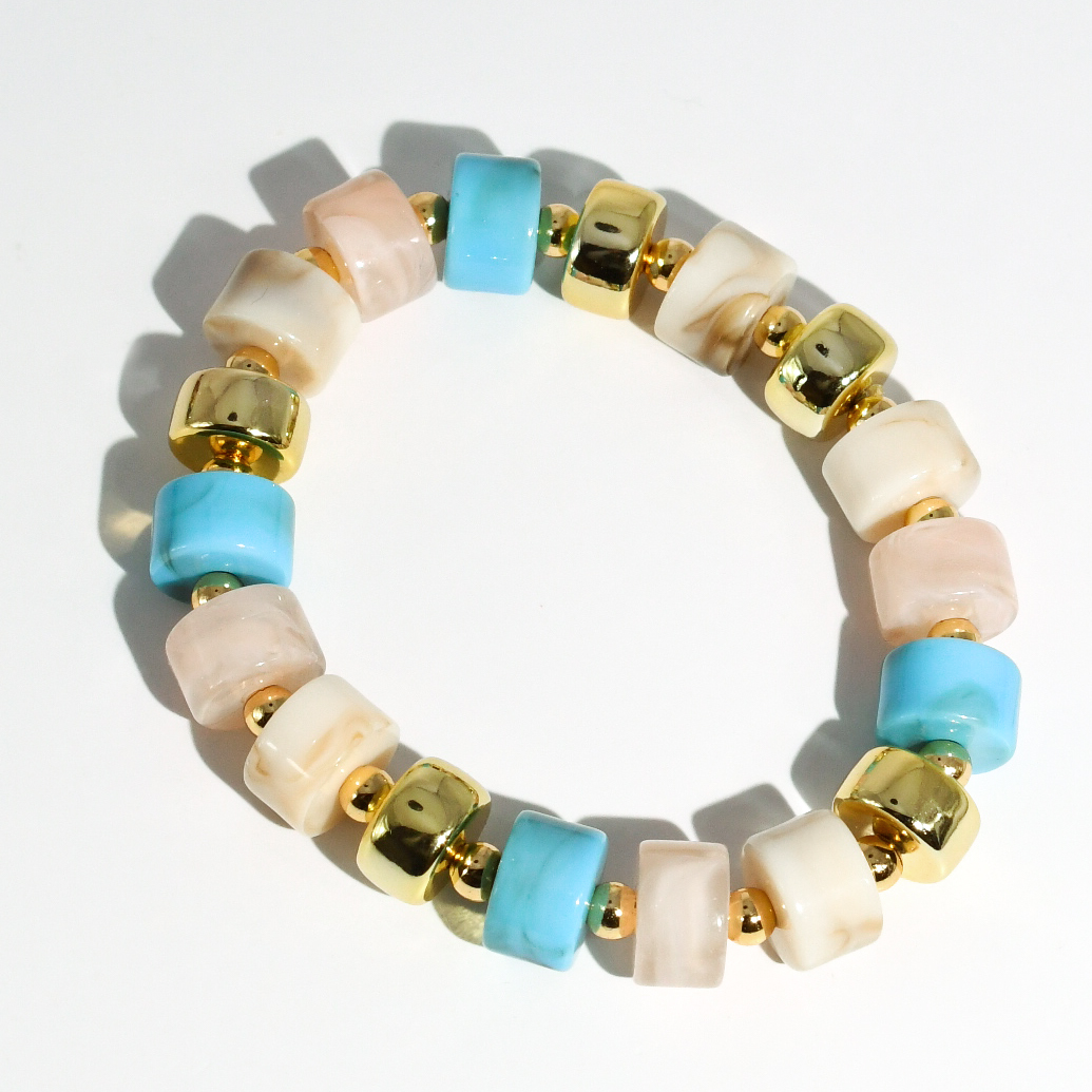 colorful gemstone jewelry, beaded fashion bracelet, gold or silver tone accessory, handcrafted beaded piece, trendy boho chic jewelry, vibrant statement wristwear, artisan handmade design, everyday stackable accessory, fashion jewelry for women, premium jewelry gift idea, boutique style wristwear, elevated modern jewelry