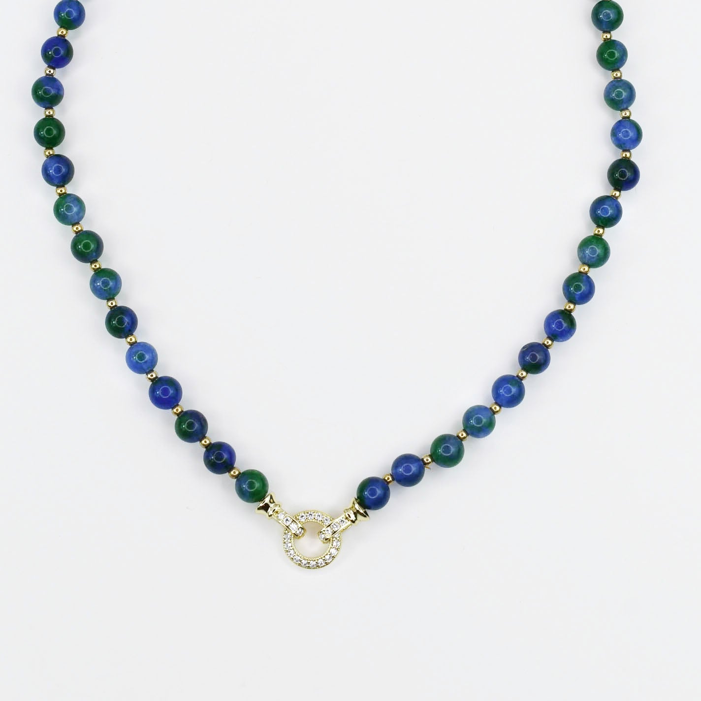 Colorful charms gold necklace featuring gemstone details, layered jewelry design, trendy accessory for women’s jewelry collections, boutique wholesale fashion necklace that is hypoallergenic, tarnish free, and waterproof jewelry with a cute aesthetic statement style