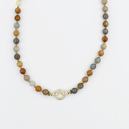 Colorful charms gold necklace featuring gemstone details, layered jewelry design, trendy accessory for women’s jewelry collections, boutique wholesale fashion necklace that is hypoallergenic, tarnish free, and waterproof jewelry with a cute aesthetic statement style