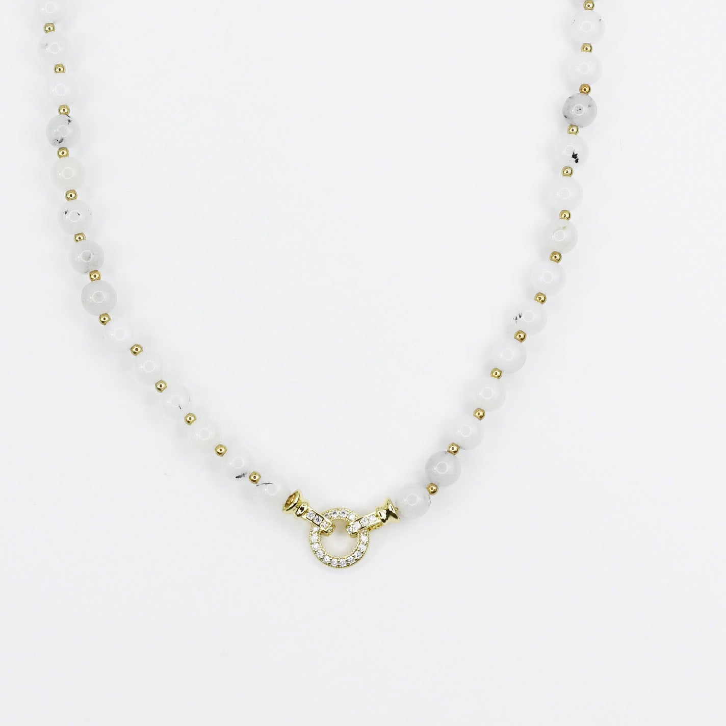Colorful charms gold necklace featuring gemstone details, layered jewelry design, trendy accessory for women’s jewelry collections, boutique wholesale fashion necklace that is hypoallergenic, tarnish free, and waterproof jewelry with a cute aesthetic statement style