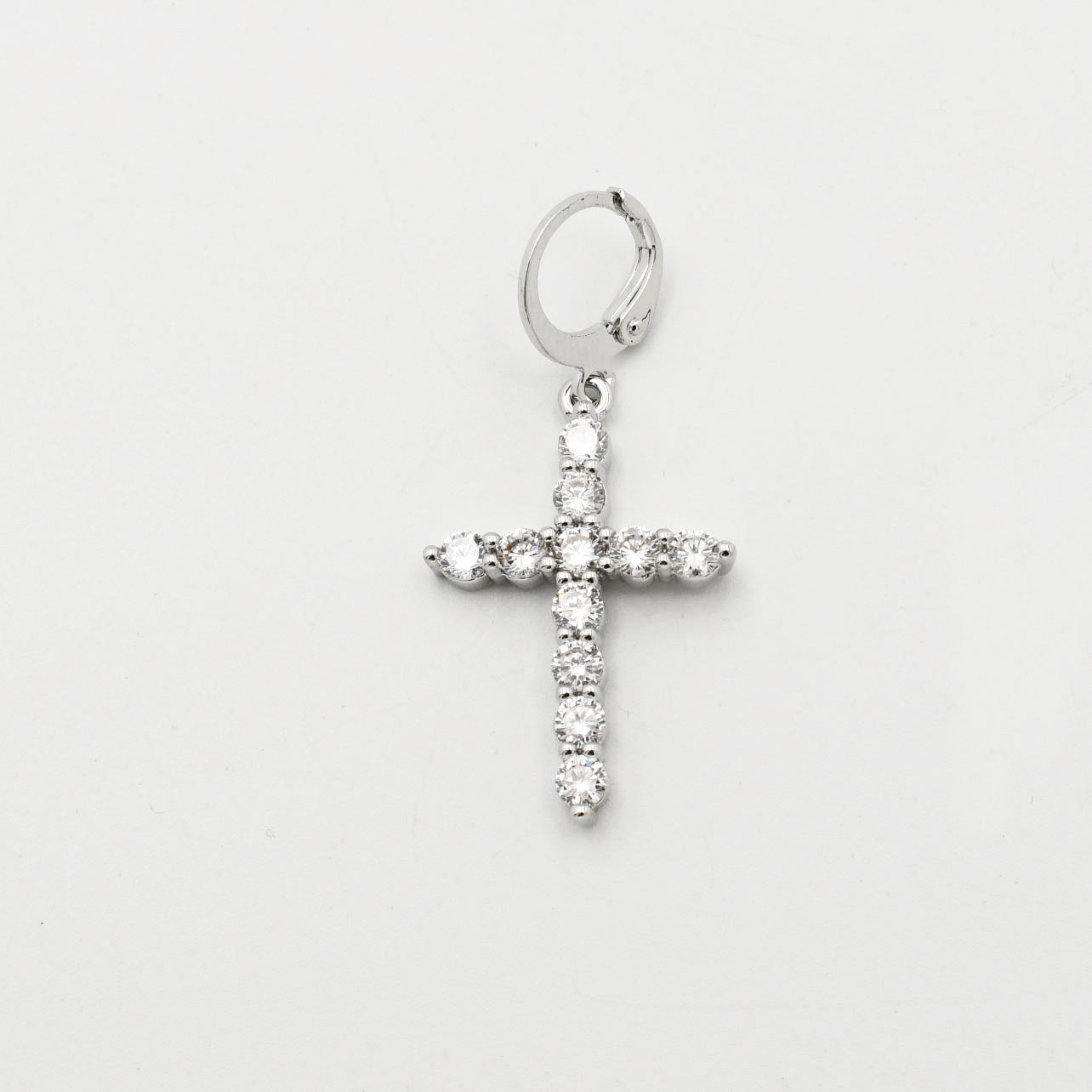 Silver Crystal Cross Charm CH-333