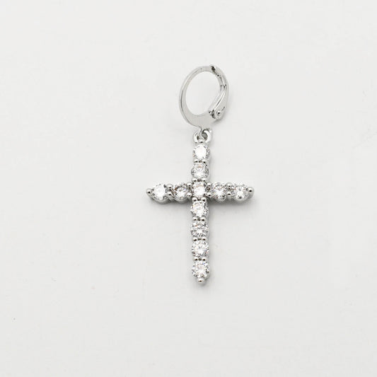 Silver Crystal Cross Charm CH-333