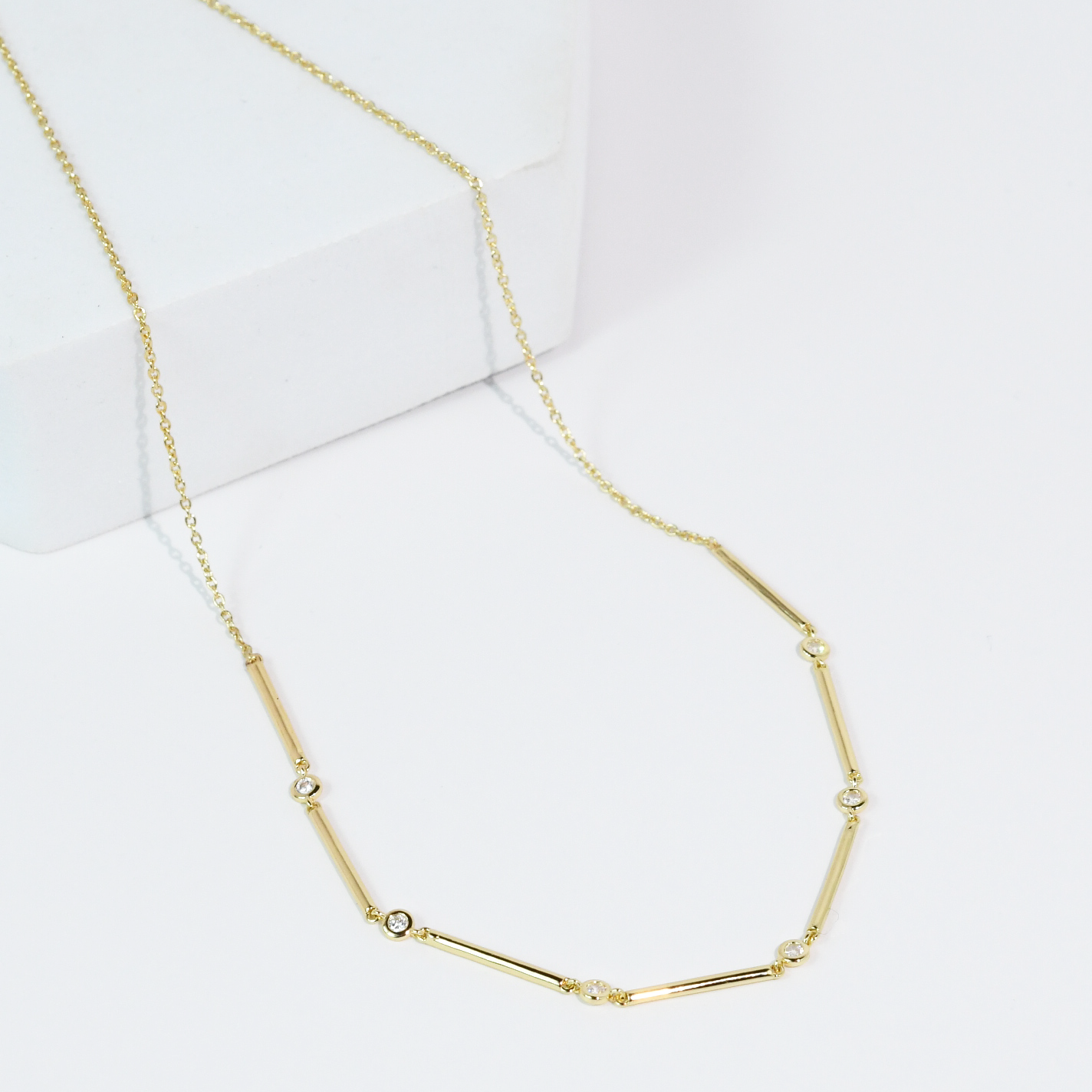 Sleek Crystal Bar Necklace