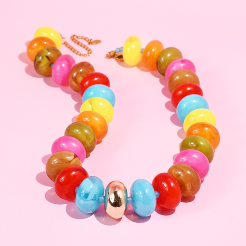 Sugar Bead Multi Red Necklace