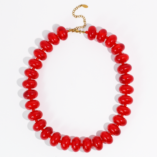 Sugar Bead Red Necklace