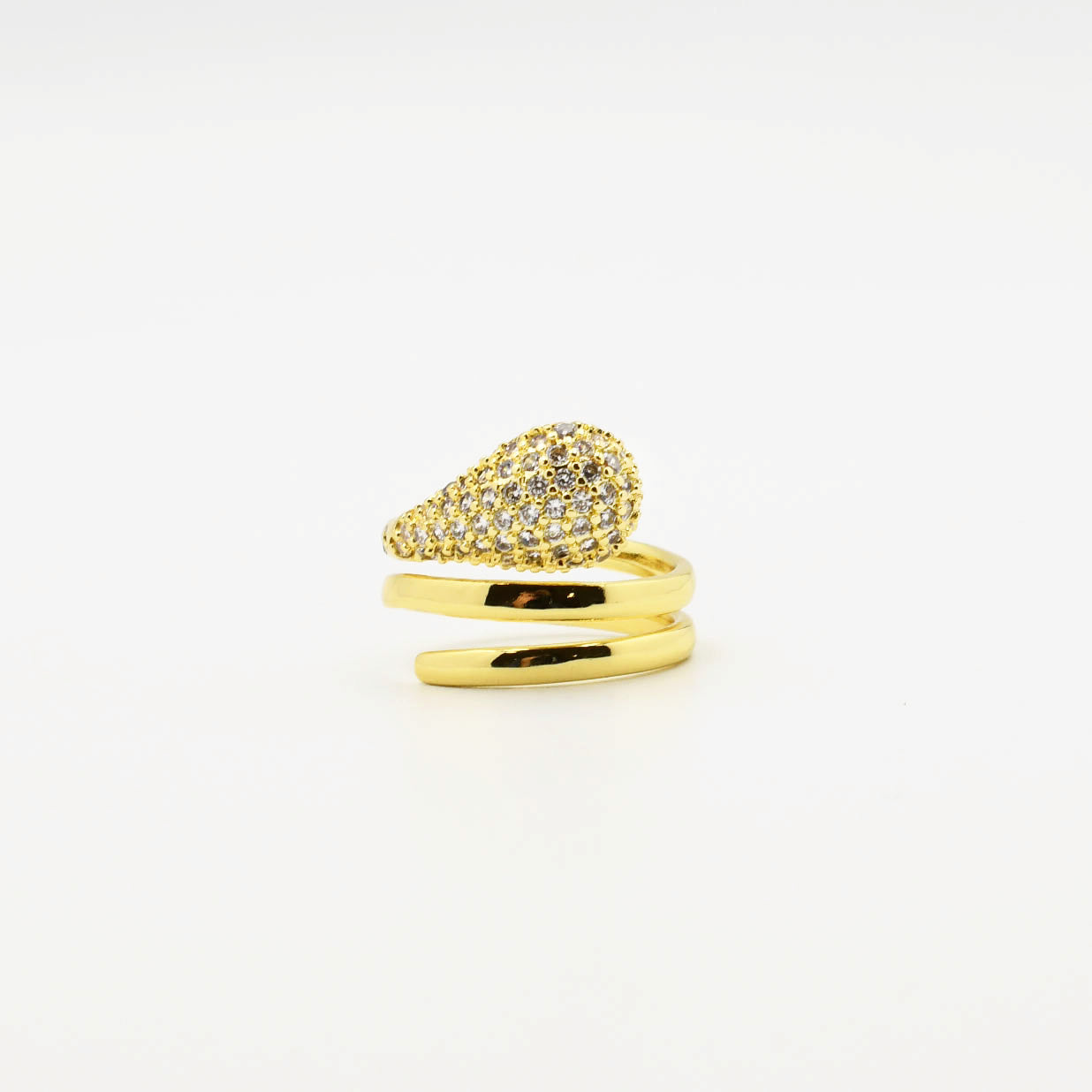 Gold Twisted Teardrop Ring O35