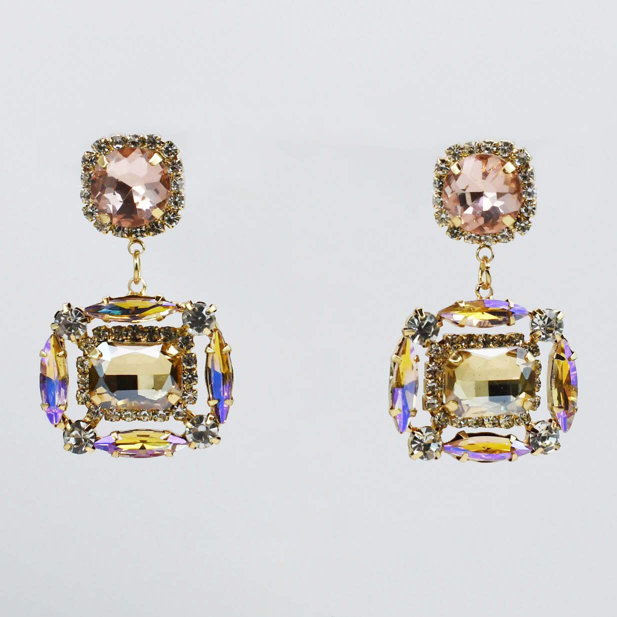 Colorful crystal statement earrings with multicolor beads and sparkling stones, waterproof earrings, tarnish free jewelry, hypoallergenic earrings for sensitive skin, 24k gold dainty earrings, handcrafted gemstone earrings, gold hoop earrings, boutique wholesale earrings, trendy gold jewelry, high quality jewelry gifts