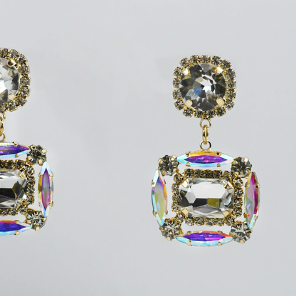 Colorful crystal statement earrings with multicolor beads and sparkling stones, waterproof earrings, tarnish free jewelry, hypoallergenic earrings for sensitive skin, 24k gold dainty earrings, handcrafted gemstone earrings, gold hoop earrings, boutique wholesale earrings, trendy gold jewelry, high quality jewelry gifts
