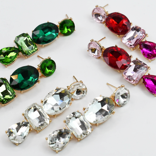 Colorful crystal statement earrings with multicolor beads and sparkling stones, waterproof earrings, tarnish free jewelry, hypoallergenic earrings for sensitive skin, 24k gold dainty earrings, handcrafted gemstone earrings, gold hoop earrings, boutique wholesale earrings, trendy gold jewelry, high quality jewelry gifts