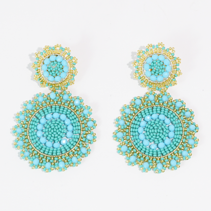 Turquoise Bloom Beaded Earring