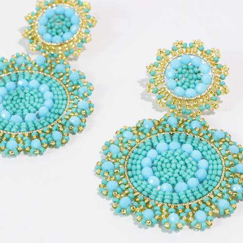 Turquoise Bloom Beaded Earring