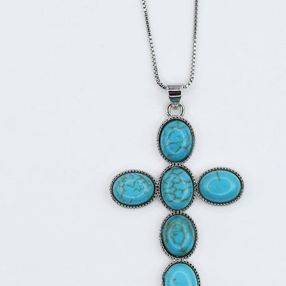 premium silver necklace crafted for everyday wear, offering a dainty handcrafted style with a waterproof, hypoallergenic, tarnish free finish, ideal for minimal modern jewelry lovers, available as wholesale for boutiques,western jewelry,turquoise faith cross
