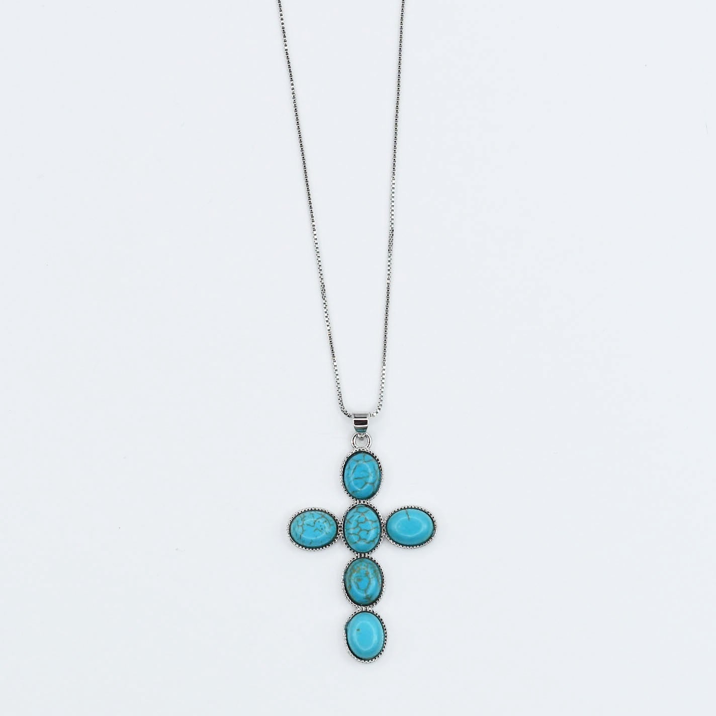premium silver necklace crafted for everyday wear, offering a dainty handcrafted style with a waterproof, hypoallergenic, tarnish free finish, ideal for minimal modern jewelry lovers, available as wholesale for boutiques,western jewelry,turquoise faith cross