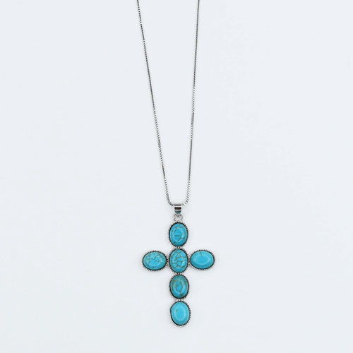 premium silver necklace crafted for everyday wear, offering a dainty handcrafted style with a waterproof, hypoallergenic, tarnish free finish, ideal for minimal modern jewelry lovers, available as wholesale for boutiques,western jewelry,turquoise faith cross