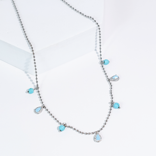Turquoise Teardrop Silver Necklace