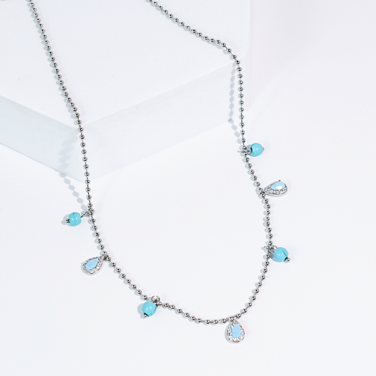 Turquoise Teardrop Silver Necklace