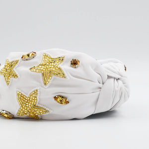 White/Gold Star Headband U42