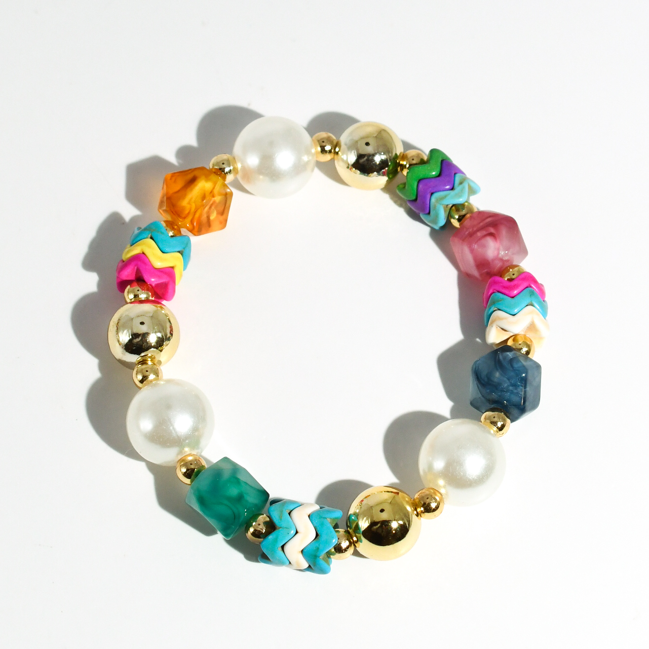 colorful gemstone jewelry, beaded fashion bracelet, gold or silver tone accessory, handcrafted beaded piece, trendy boho chic jewelry, vibrant statement wristwear, artisan handmade design, everyday stackable accessory, fashion jewelry for women, premium jewelry gift idea, boutique style wristwear, elevated modern jewelry