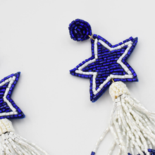 Load image into Gallery viewer, Blue Star and Tassel Earrings S43
