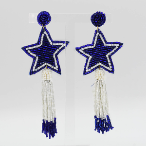 Blue Star and Tassel Earrings S43