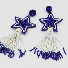 Load image into Gallery viewer, Blue Star and Tassel Earrings S43
