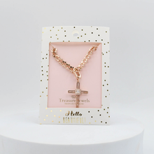 Load image into Gallery viewer, Elegant Cross Rose Gold Necklace I-29
