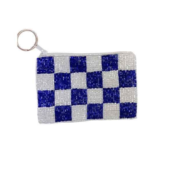 Checkered Blue/White Keychain Pouch