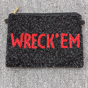 Red/Black Wreck Em Beaded Pouch