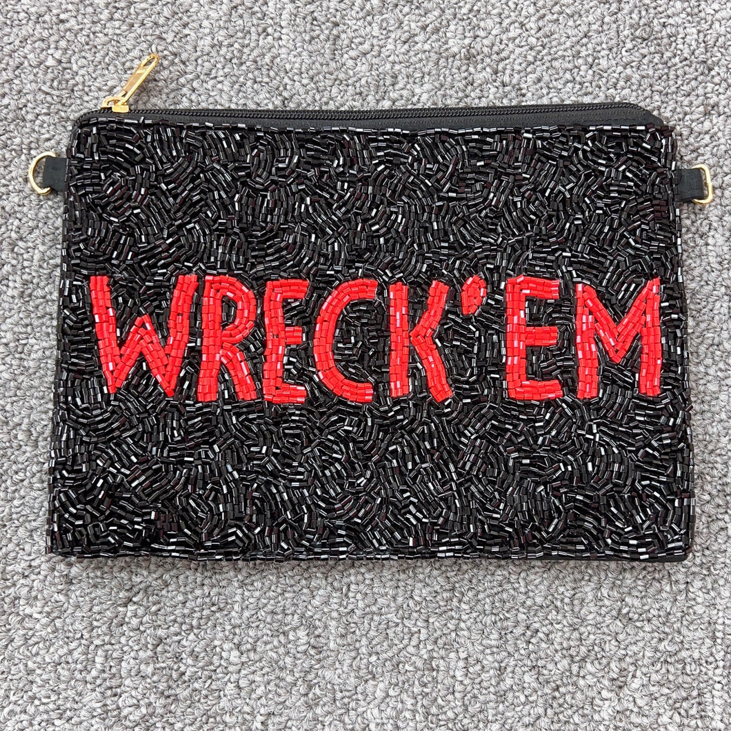 Red/Black Wreck Em Beaded Pouch