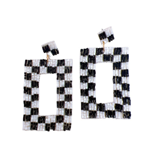 Checkered White/Black Earrings S13