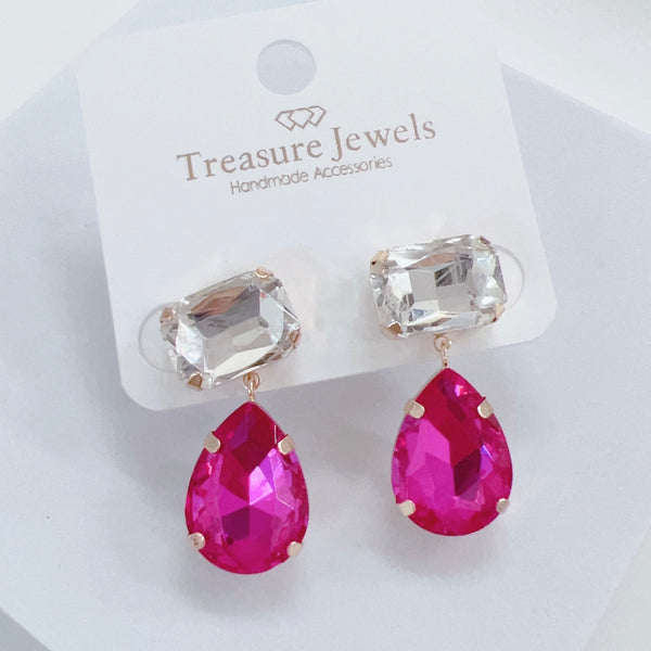 Glamorous Pink Stone Earrings E36