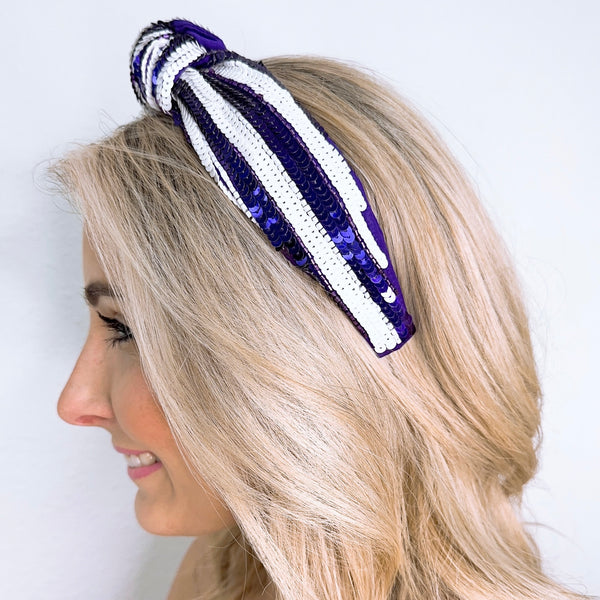 Purple/White Sequin Headband U86