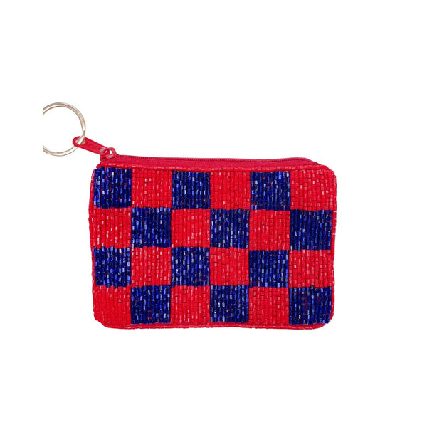 Checkered Blue/Red Keychain Pouch