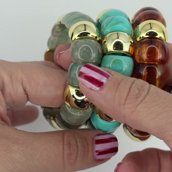 colorful gemstone jewelry, beaded fashion bracelet, gold or silver tone accessory, handcrafted beaded piece, trendy boho chic jewelry, vibrant statement wristwear, artisan handmade design, everyday stackable accessory, fashion jewelry for women, premium jewelry gift idea, boutique style wristwear, elevated modern jewelry